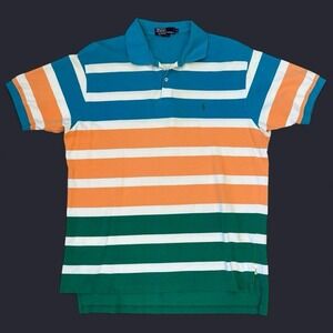 Polo Ralph Lauren Striped Colorful Polo Shirt Men's Size XL 2000s Preppy Rap Y2K